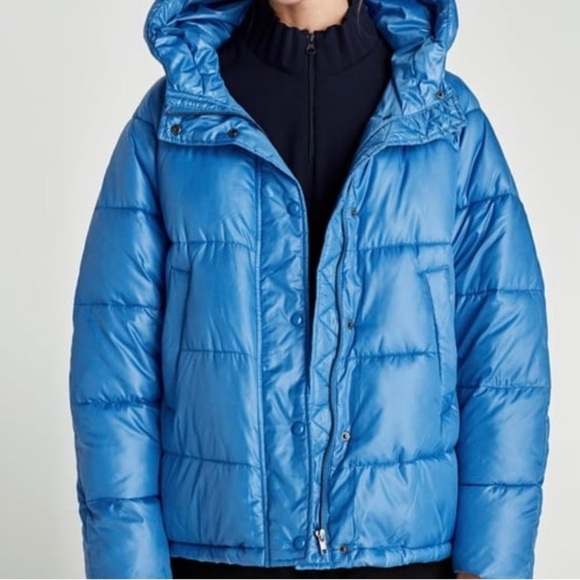 Zara Oversized Puffer Jacket Blue Size XS/S - Picture 1 of 10